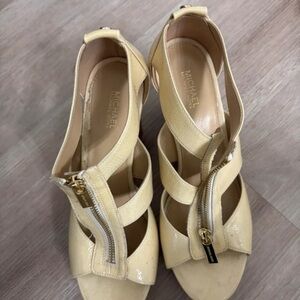 Michael Kors Cream Strappy Heels with Zipper